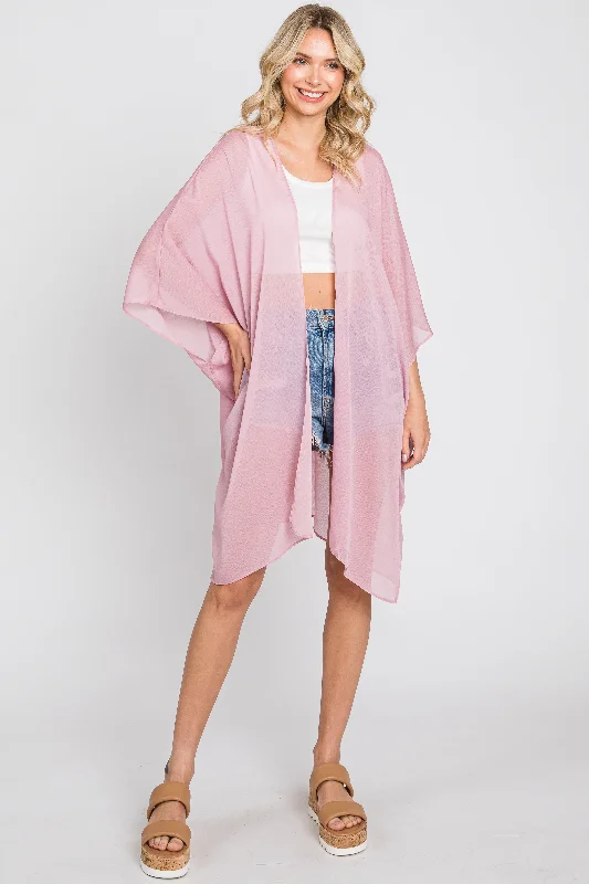 Pink Lightweight Side Slit Coverup