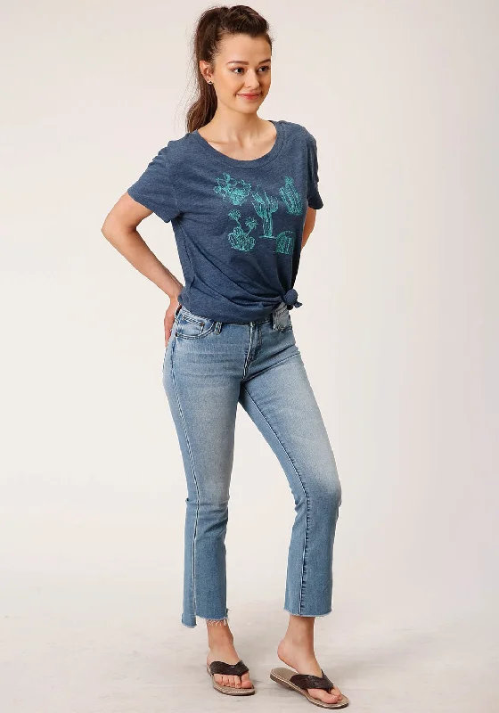 Roper Womens Cactus Crew Navy Poly/Rayon S/S T-Shirt