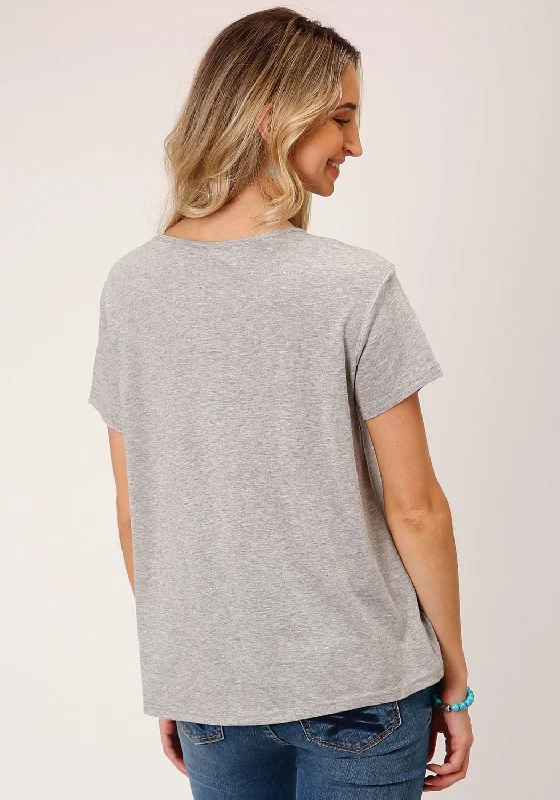 Roper Womens Love You Barn Grey Poly/Rayon S/S T-Shirt