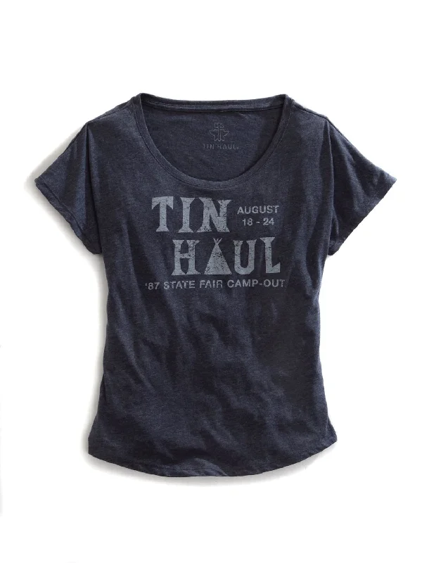 Tin Haul Womens State Camp Out Blue 100% Cotton S/S T-Shirt